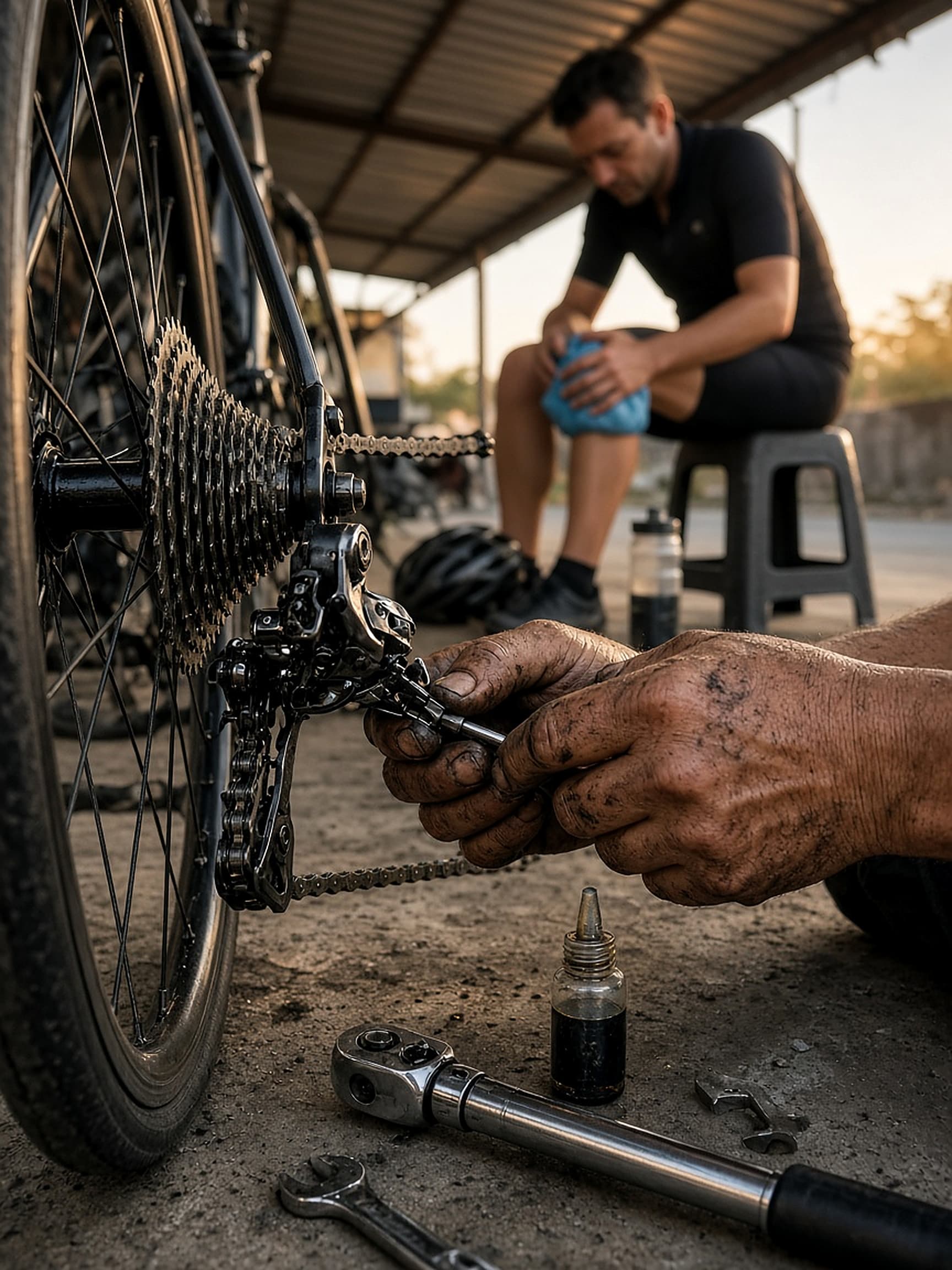 A bike tune-up and icing after a ride